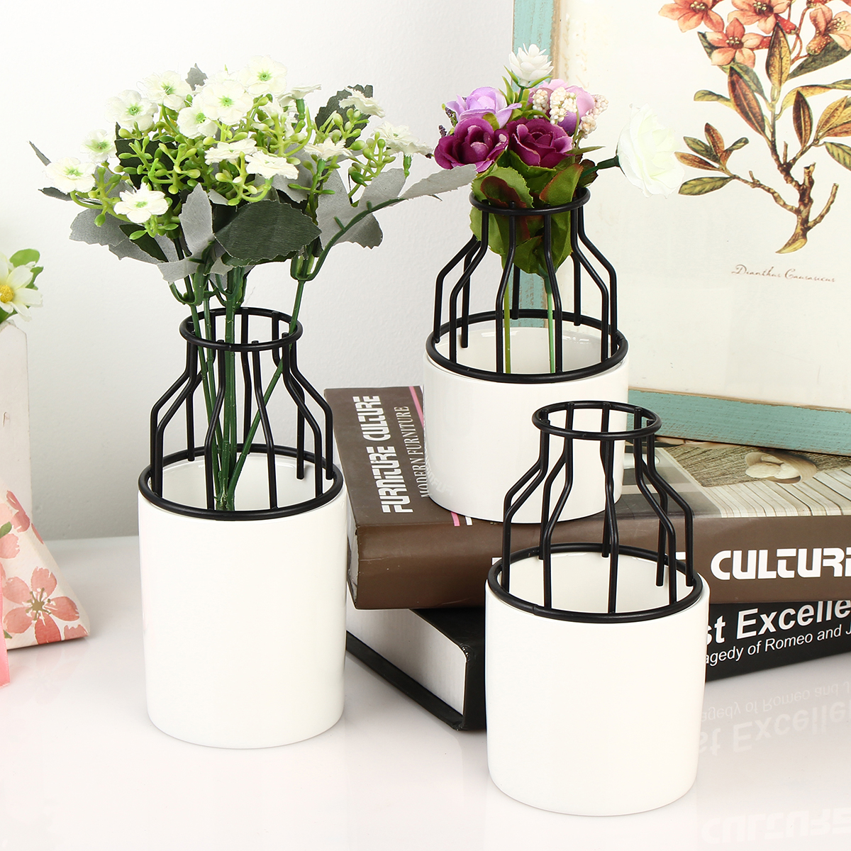 Ceramics-Vase-Simple-Iron-Frame-Hydroponics-Soil-Culture-Green-Radish-Insert-Flower-Pot-1457360-3