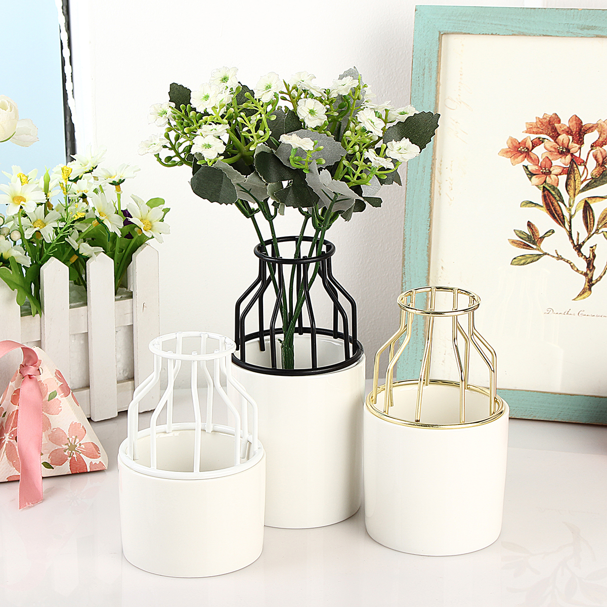 Ceramics-Vase-Simple-Iron-Frame-Hydroponics-Soil-Culture-Green-Radish-Insert-Flower-Pot-1457360-5