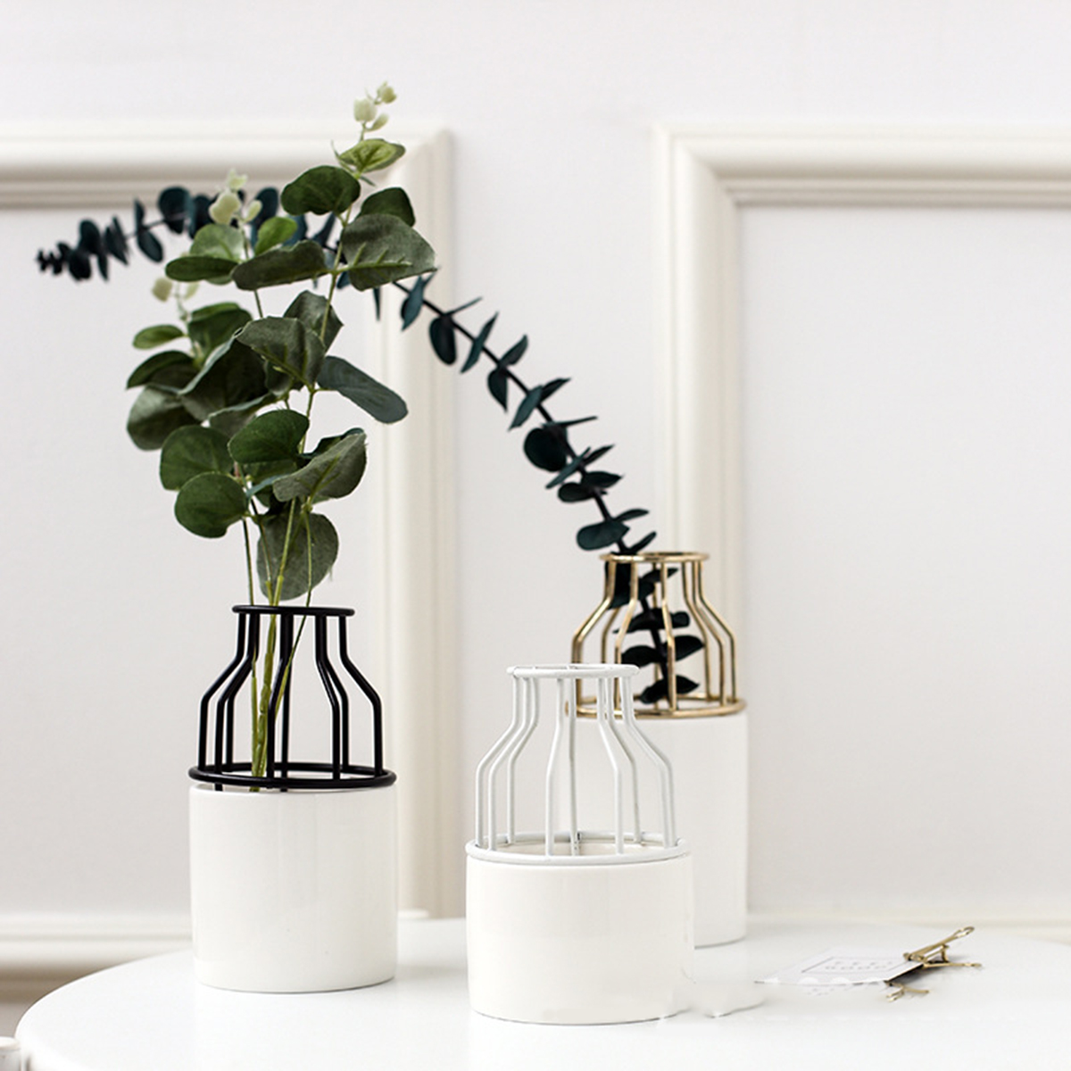 Ceramics-Vase-Simple-Iron-Frame-Hydroponics-Soil-Culture-Green-Radish-Insert-Flower-Pot-1457360-6