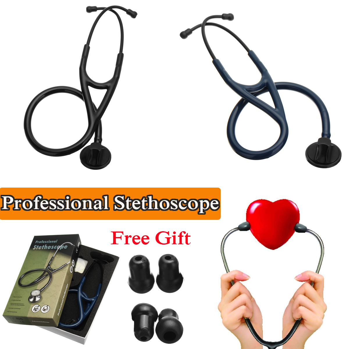 Professional-Edition-27-Inch-Cardiology-Stethoscope-Tunable-Diaphragm-Doctor-1425487-3