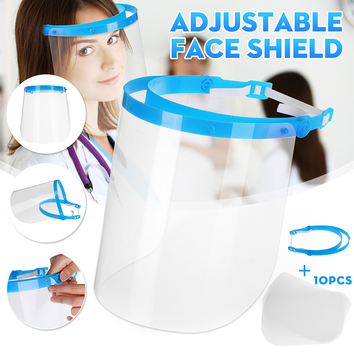10Pcs-Shield1pcs-Support-Transparent-Protective-Full-Face-Visor-Protection-Safety-Adjustable-Work-Gu-1758249-1