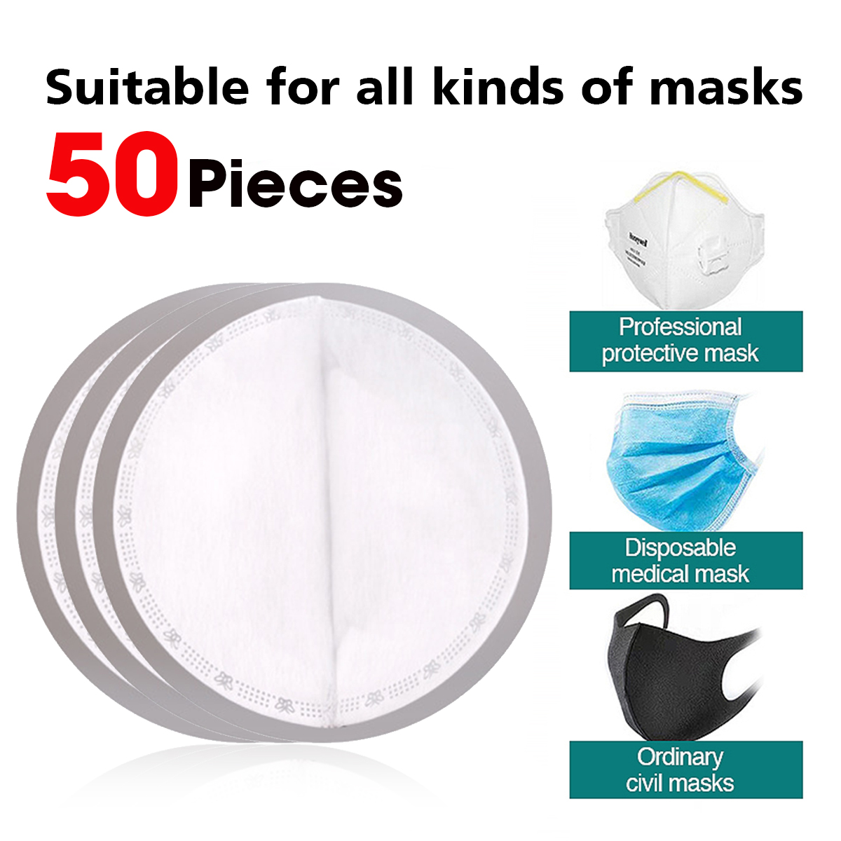 50Pcs-Disposable-Filter-Melt-blown-Cloth-Replacement-Mask-Pads-for-Protective-Mask-1658262-2