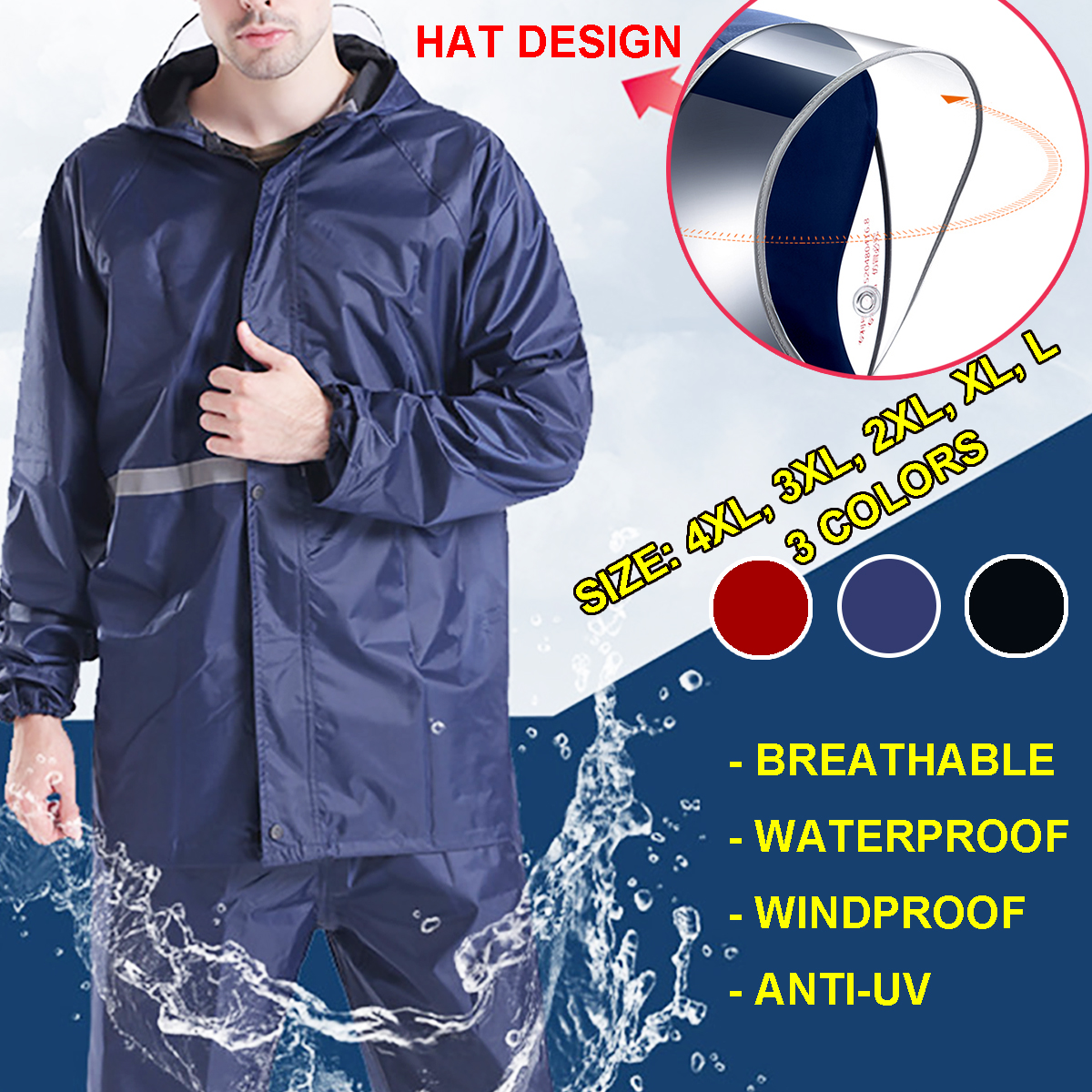Adults-Raincoat-Mens-Rain-Long-Pants-Anti-UV-Riding-Cover-Rainsuit-Jacket--Hat-1558543-3