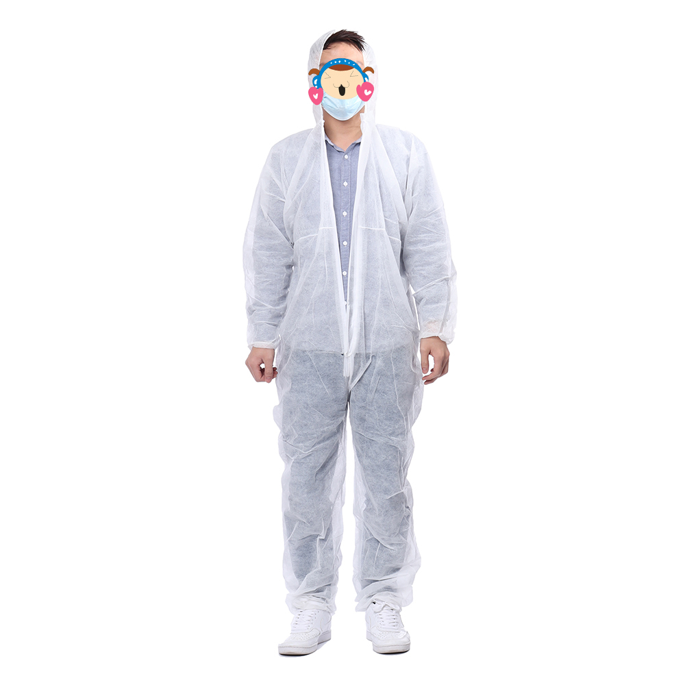 Disposable-White-Coveralls-Dust-Spray-Suit-Non-woven-Clothing-971616-2