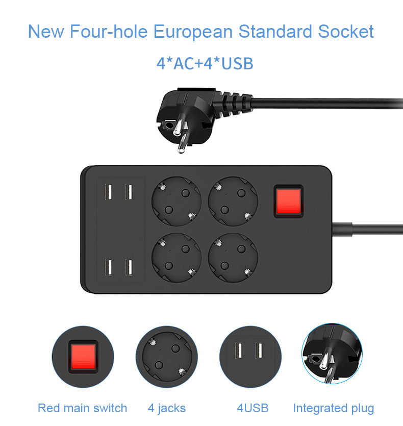 European-Standard-Socket-4-Jacks-4-USB-Smart-Power-Converter-German-Standard-Plug-Home-Office-Power--1831466-2