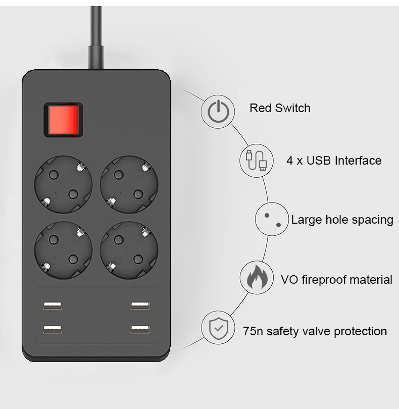 European-Standard-Socket-4-Jacks-4-USB-Smart-Power-Converter-German-Standard-Plug-Home-Office-Power--1831466-4