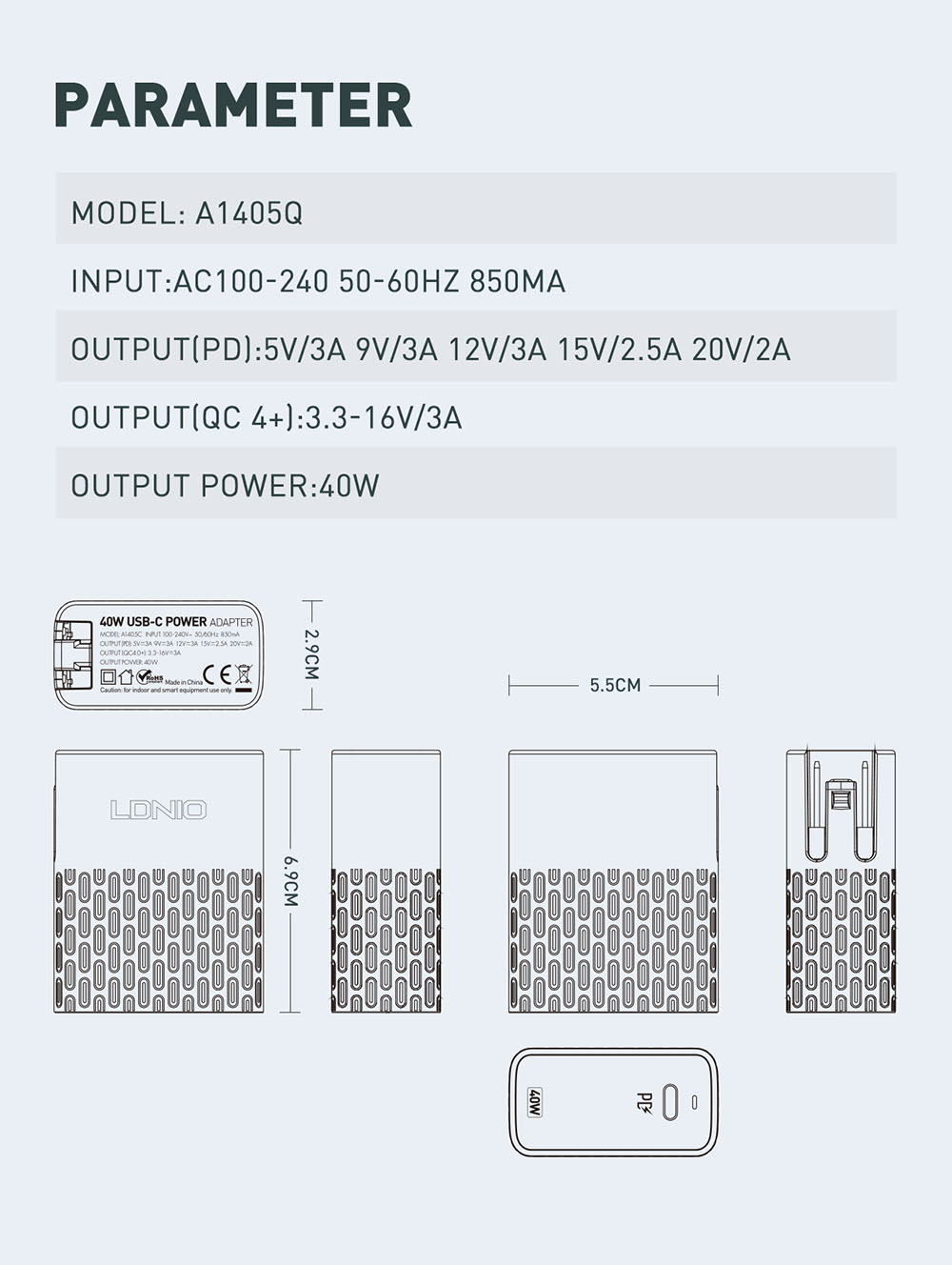 LDNIO-A1405C-Fast-Charger-Laptop-Tablet-Phone-Power-Adapter-Replaceable-Plug-UKEUUS-Plug-40wpd-Charg-1726615-10