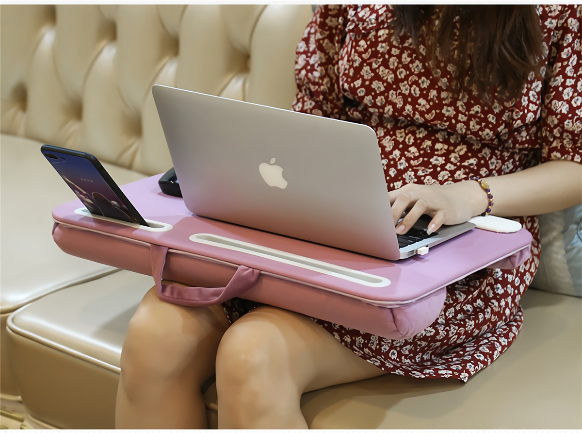 2-in-1-Double-Slot-Lap-Desk-Study-Pillow-Table-Computer-Laptop-Desk-Portable-Laptop-Stand-with-Phone-1888921-2