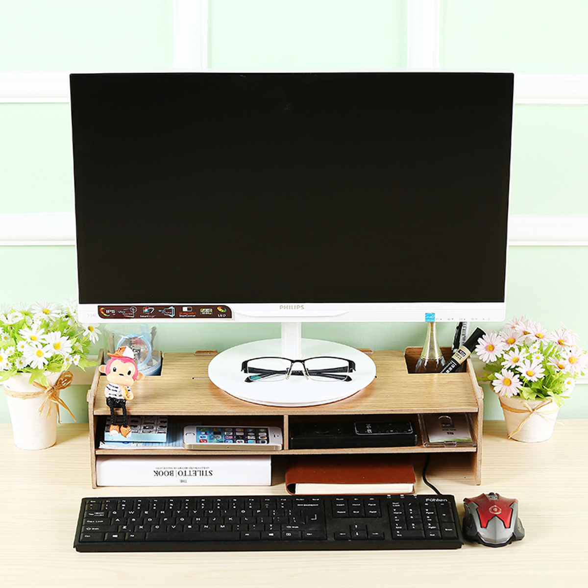 Wood-Laptop-Stand-Accessories-Storage-Display-Monitor-Raising-Bracket-Neck-Protection-Shelf-1829026-2