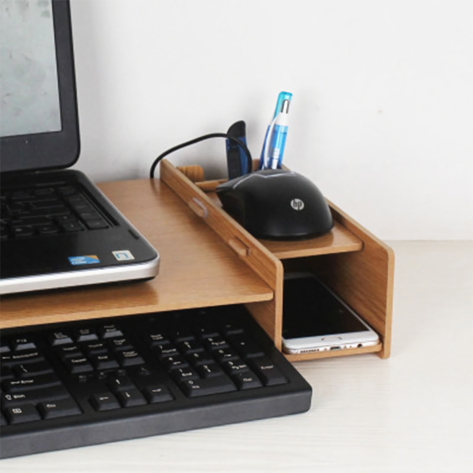 Wooden-Laptop-Stand-Desktop-Riser-storage-Drawer-Organizer-2-Tiers--Computer-Stand-Ofiice-Supply-For-1444192-2