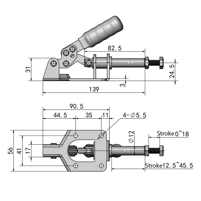 136Kg300Lbs-Quick-Push-Pull-Type-Toggle-Clamp-Straight-Line-Action-Clamp-32mm-Plunger-Stroke-1240822-1