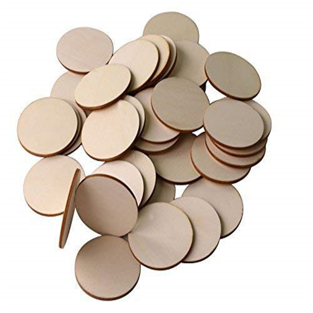 25Pcs-Blank-Circle-Round-Wood-Chip-Sheet-Unfinished-Laser-Engraving-Wooden-DIY-Painted-Crafts-1382667-1