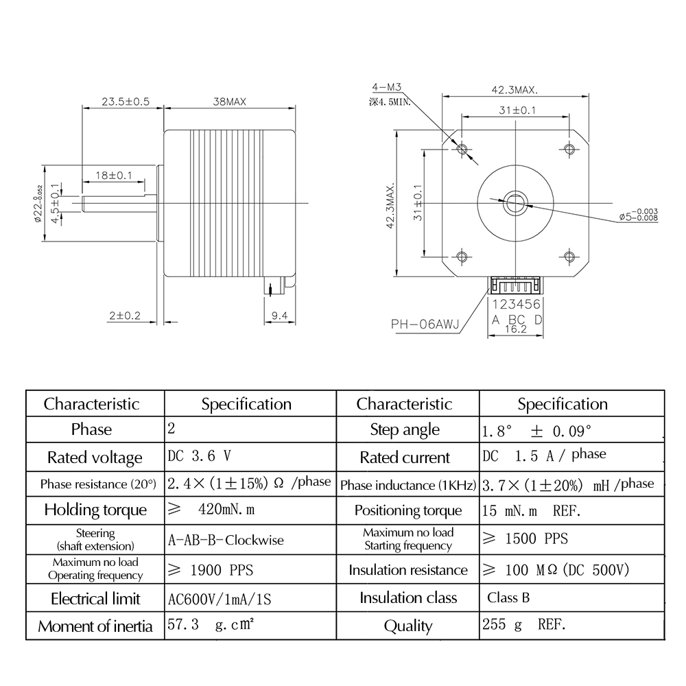 TWO-TREES-17HS4401S-5Pcs-Stepper-Motor-42BYGH-18-Degree-15A-42-Motor-42Ncm-4-Lead-with-1m-Cable-and--1896791-1