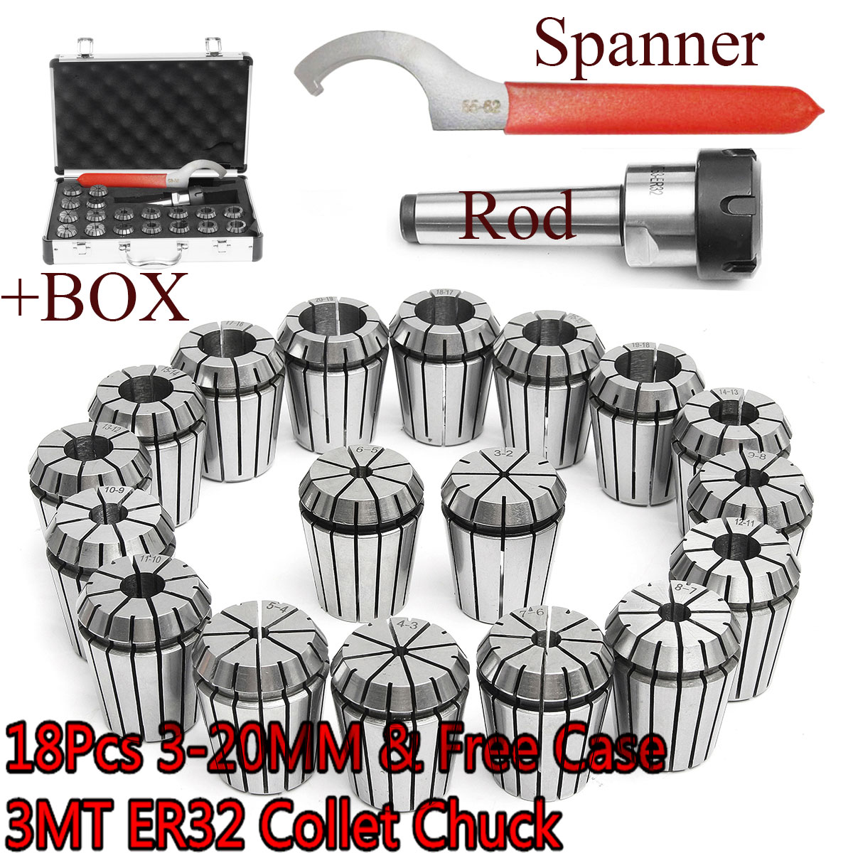 18pcs-3-20mm-Collects-Set-MTB3-ER32-Collet-Chuck-Set--12-Inch-Thread-with-Chuck-And-Spanner-1162136-1