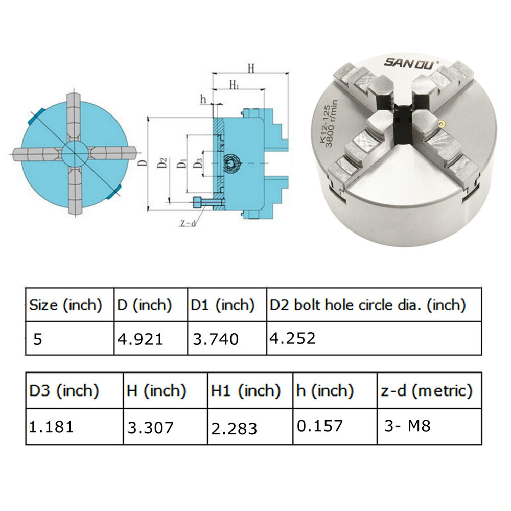 SANOU-K12-125-125mm-4-Jaw-Self-Centering-Lathe-Chuck-with-Key-1137295-9