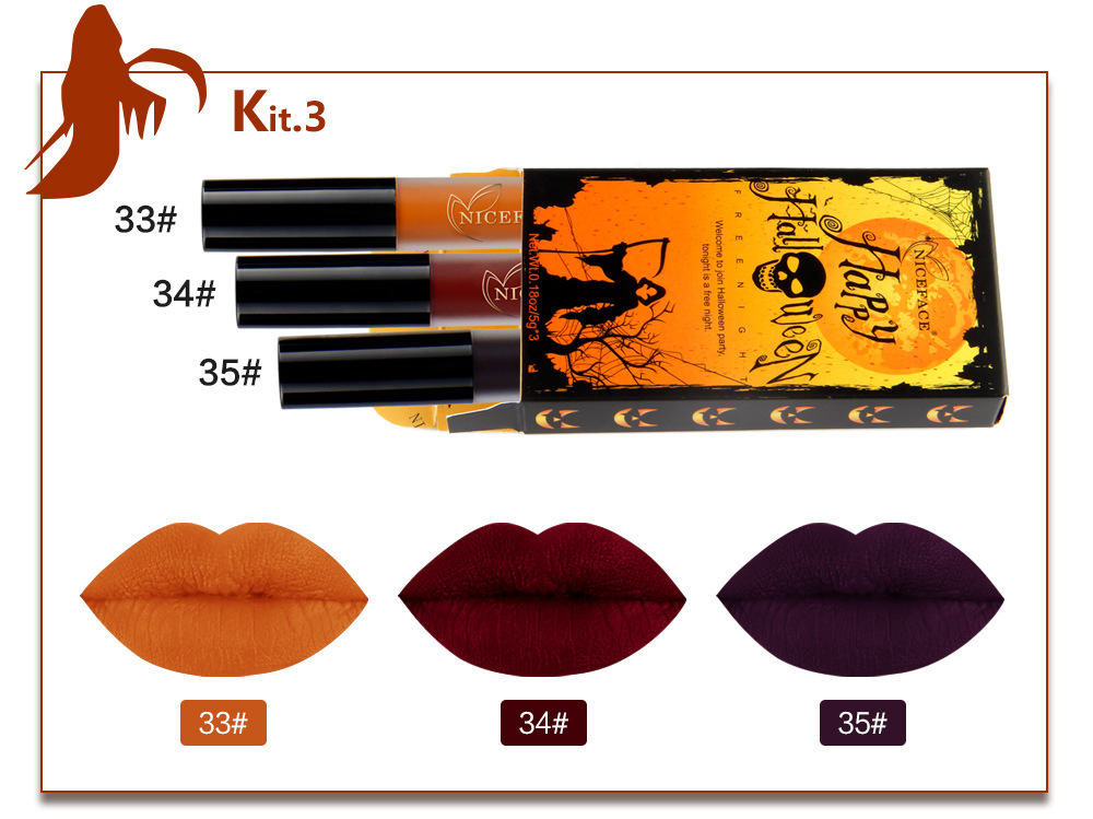 NICEFACE-Halloween-Matte-Lipstick-Liquid-Lip-Gloss-Kit-Suit-Retro-Pumpkin-Nude-Makeup-1186477-9