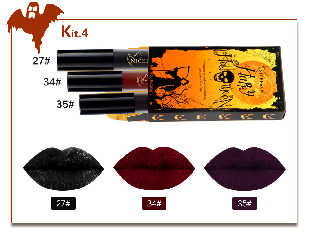 NICEFACE-Halloween-Matte-Lipstick-Liquid-Lip-Gloss-Kit-Suit-Retro-Pumpkin-Nude-Makeup-1186477-10