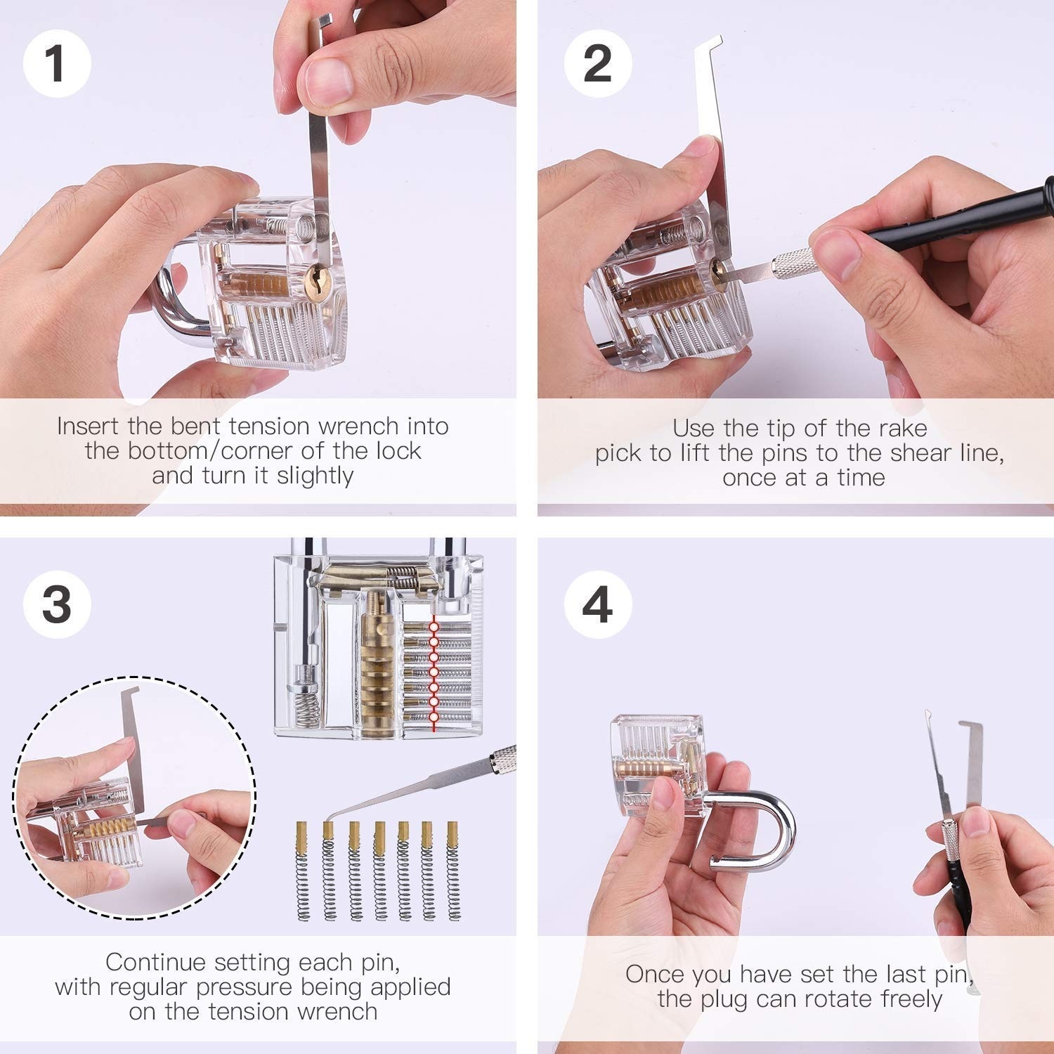 17Pcs-Unlocking-Lock-Picks-Tools-Set-Key-Extractor-Transparent-Practice-Padlocks-1574152-2
