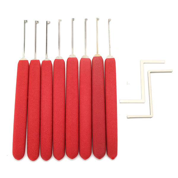 8Pcs-Red-Handle-Kaba-Lock-Opener-Lock-Pick-Tools-with-Transparent-Practice-Padlock-1056578-2