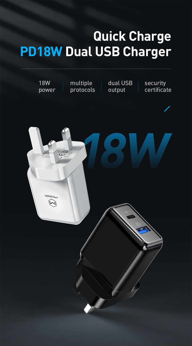 MCDODO-EUUSUK-Plug-18W-USB-Charger-PD-QC30-Travel-Wall-Charger-Adapter-Fast-Charging-For-iPhone-XS-1-1694238-1