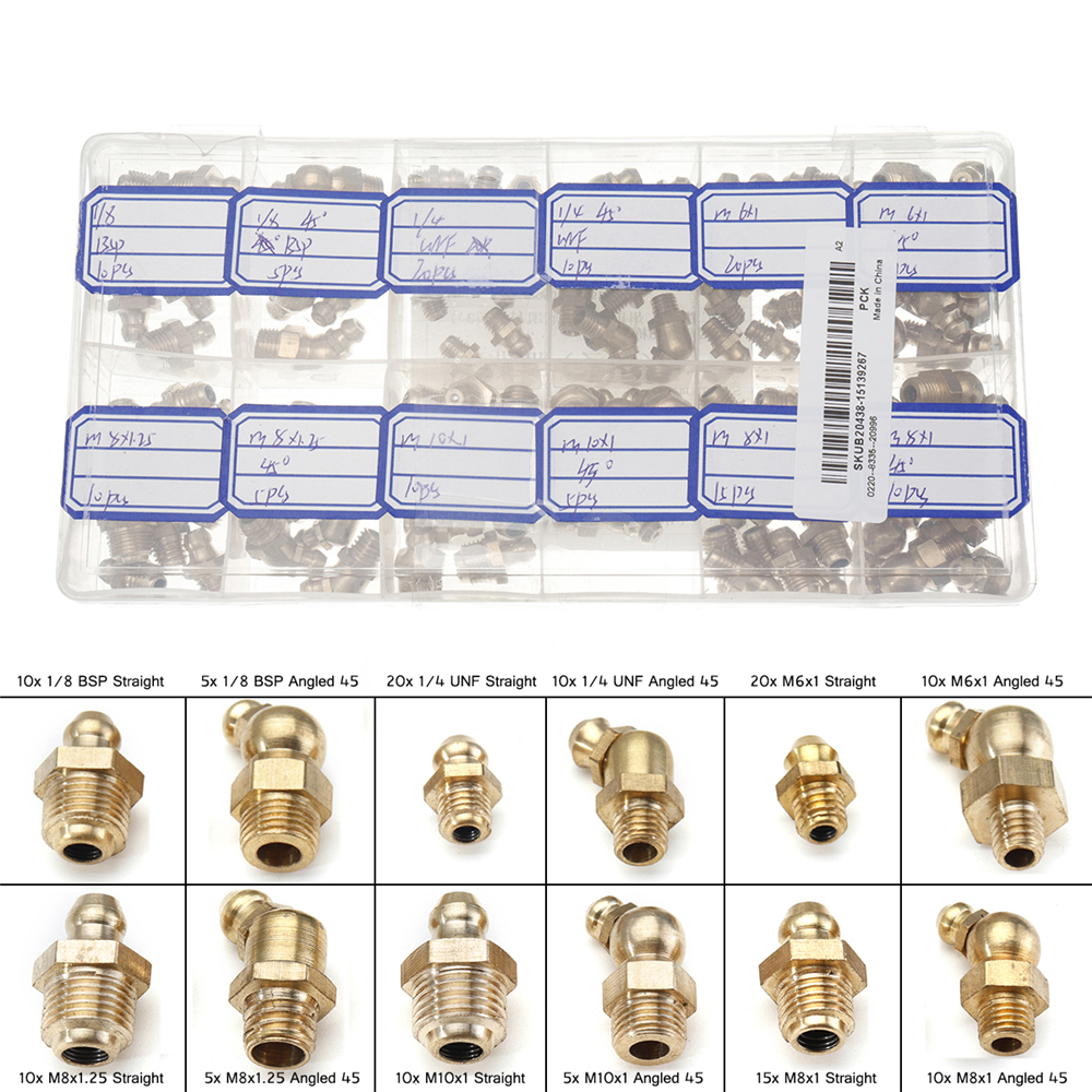 130pcs-Assorted-Box-Grease-Nipples-Fitting-Tools-Kit-Metric-and-Imperial-BSP-UNF-M6-M8-M10-4590180-D-1434250-2