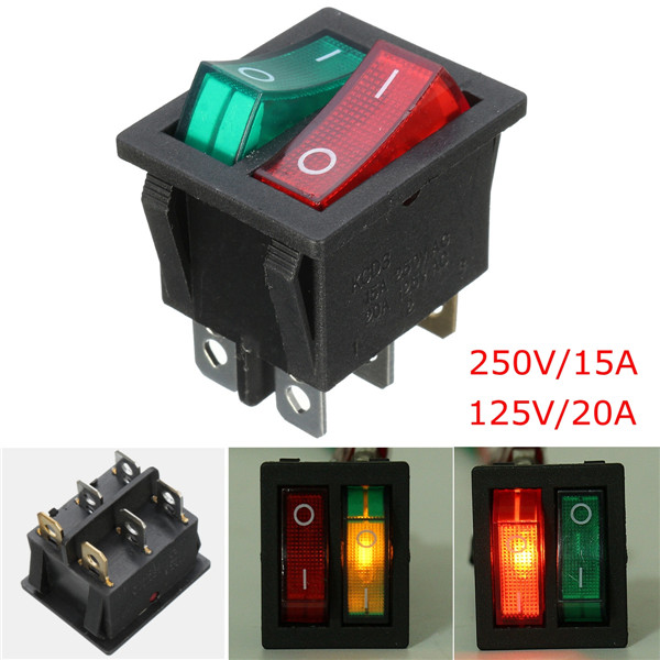 6-Pins-Double-SPST-OnOff-Rocker-Boat-Switch-Red-Green-Light-AC-250V15A-125V20A-Switch-1264959-2