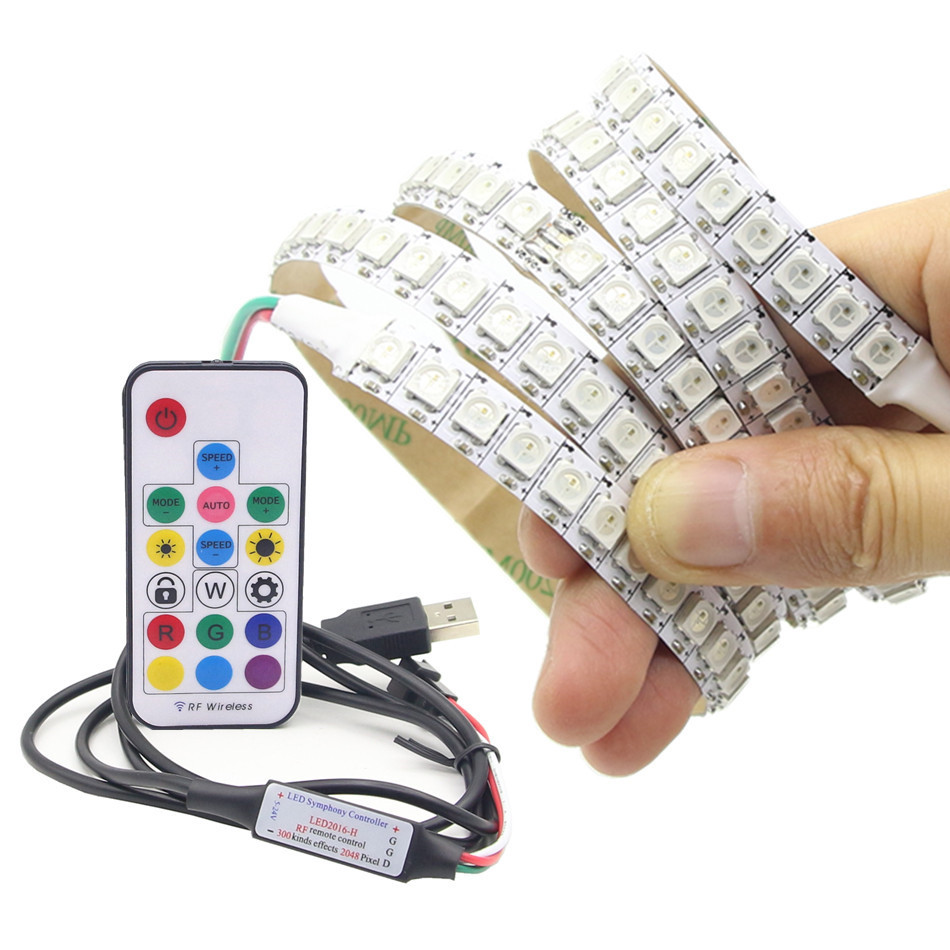 1M-WS2812B-Full-Color-Non-waterproof-144LEDs-RGB-Strip-Light-with-17-Keys-Remote-Control-DC5V-1230481-2