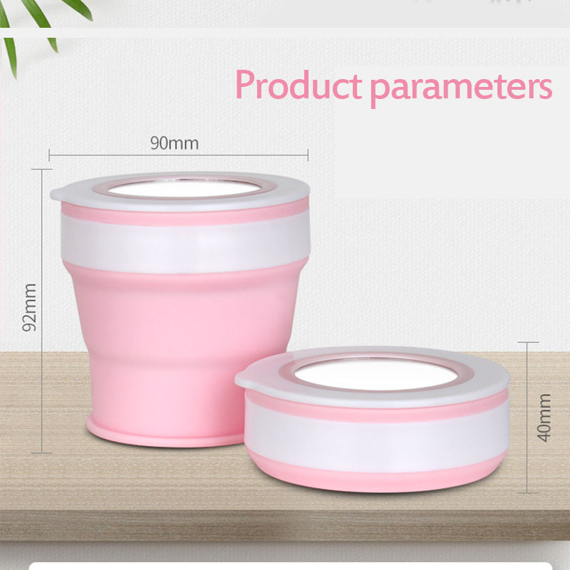 280ML-Large-capacity-Folding-Water-Cup-Silicone-Material-with-Makeup-Mirrors-1636891-3