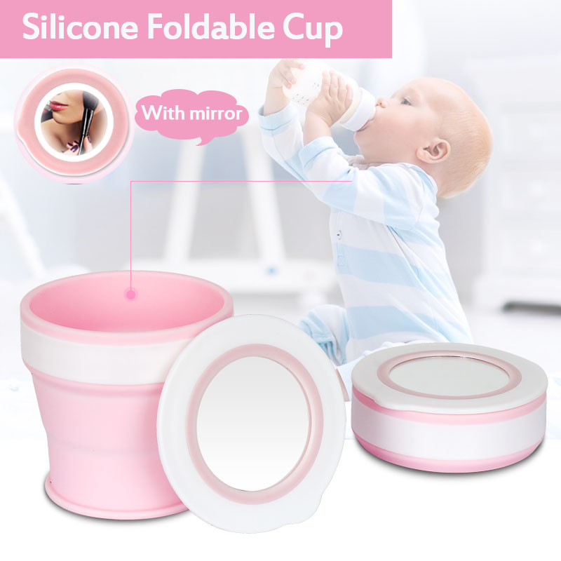 280ML-Large-capacity-Folding-Water-Cup-Silicone-Material-with-Makeup-Mirrors-1636891-6