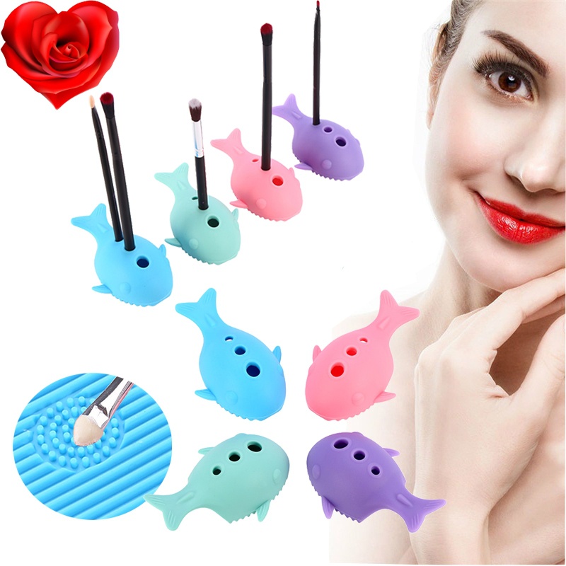 4-Colors-Cute-Malfunctional-Whale-Shaped-Silicone-Makeup-Brushes-Cleaning-Washing-Holder-Tools-1336070-1