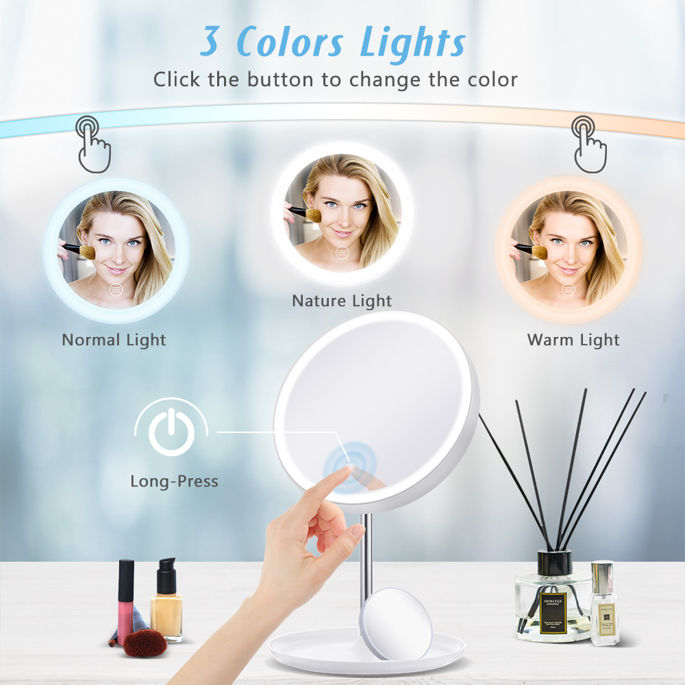 GLIME-White-Circular-Mirrors-Lamp-1200-mA-Battery-with-5X-Magnifier-Touch-Switch-Three-Color-Tempera-1656197-2