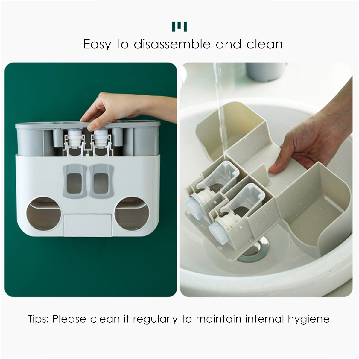 Perforation-free-Wall-mounted-Multifunctional-Plastic-Four-cup-Toothbrush-Holder-Set-1649039-2
