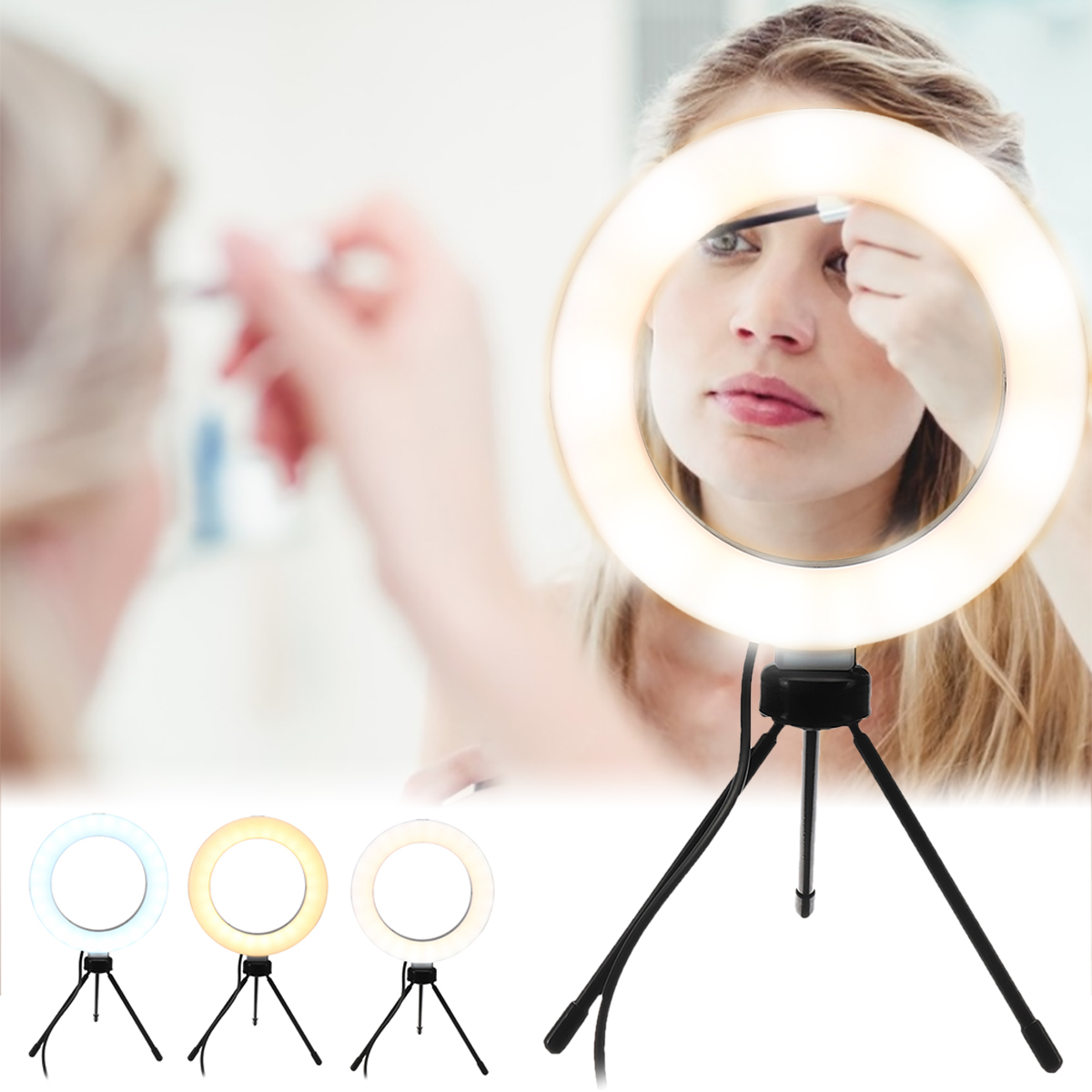 Photography-LED-Mirrors-Selfie-Ring-Light-260MM-Dimmable-Camera-Phone-Lamp-Fill-Light-with-Table-Tri-1632273-1