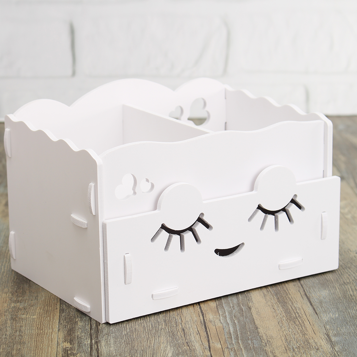 Smiling-Face-Cute-Wooden-White-Makeup-Organizer-Neat-Table-Collecting-Case-Cosmetics-Tools-1123232-5