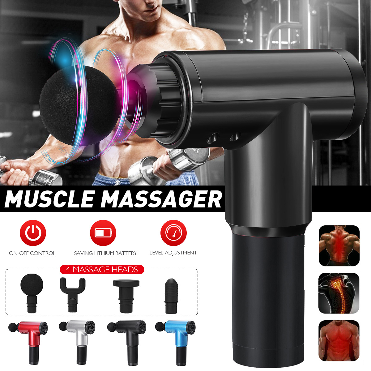 2000mAh-Professional-Fascia-Massager-6-Speeds-Muscle-Relaxation-Massage-Guns--4-Massage-Heads-1808177-1