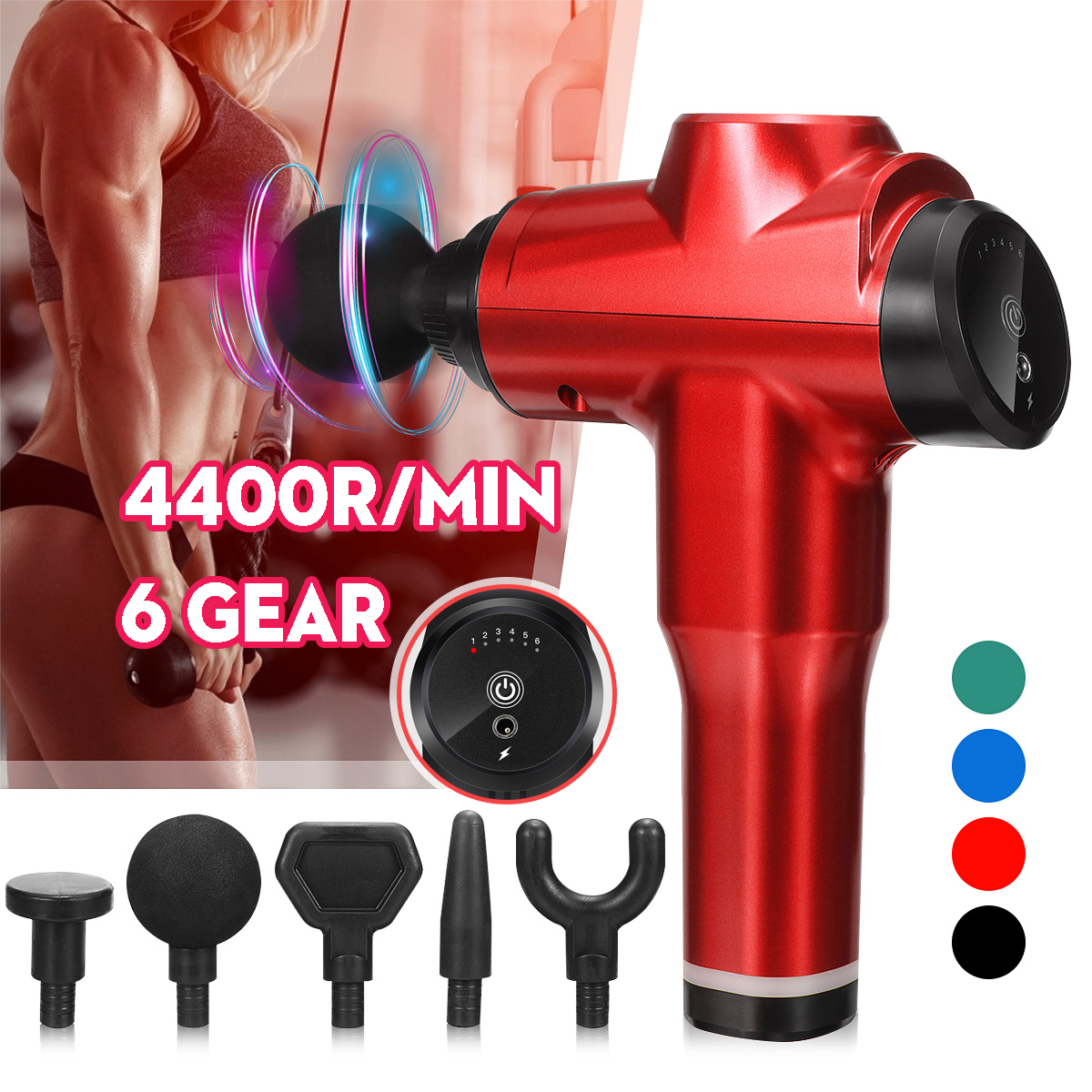 3600mAh-6-Gears-Electric-Percussion-Massager-Deep-Muscle-Vibration-Relaxing-Device-With-5-Heads-1687929-2