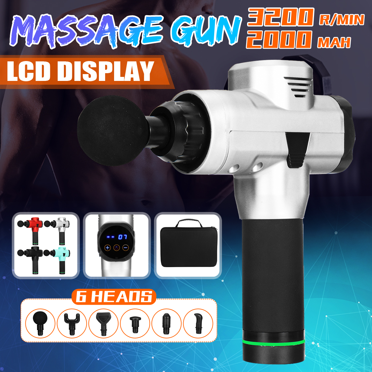 Display-20-Speed-3200RPM-Percussion-Massager-2000mAh-168V-Electric-Massager-30W-Muscle-Massage-Thera-1584147-1
