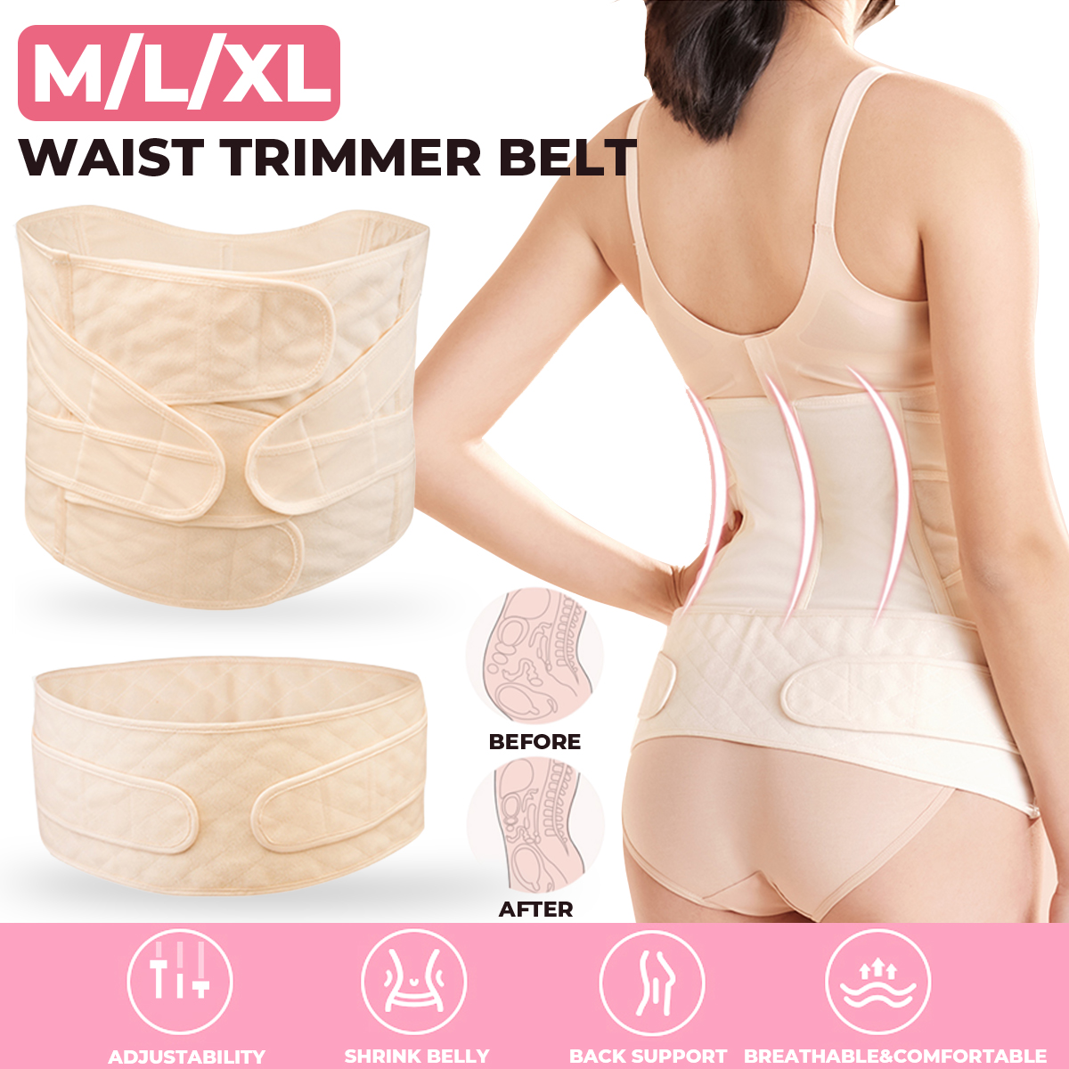 Waist-Trainer-Shapewear-Slimmer-Sweat-Belt-Tummy-Control-Band-Breathable-Slim-Ladies-Postpartum-Bell-1940279-2