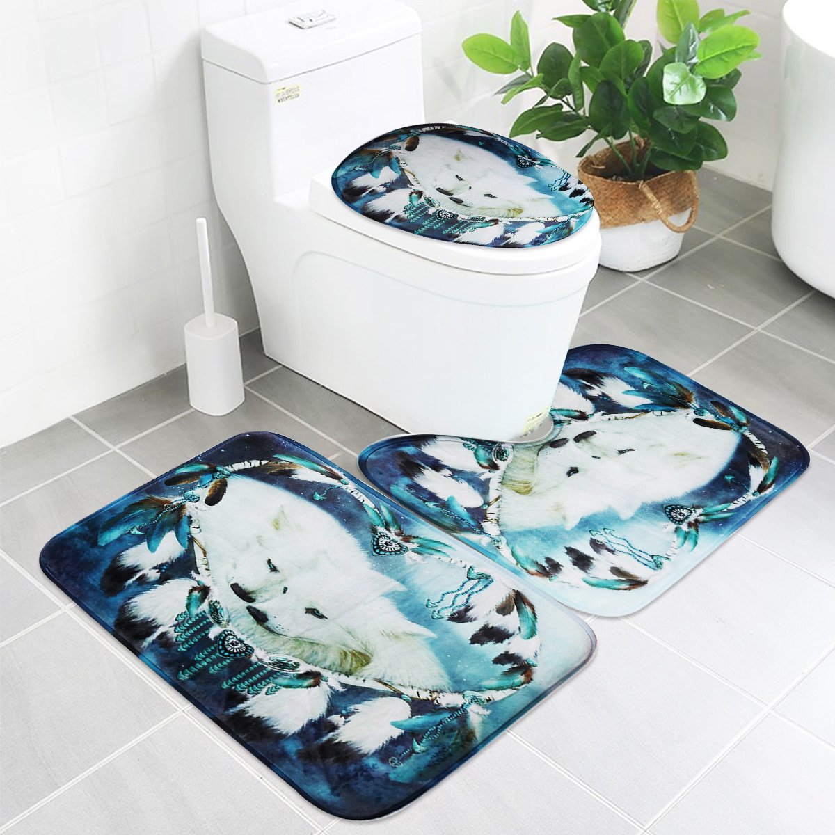 B68916-White-Wolf-Dream-Catcher-Bathroom-Shower-Curtain-Lid-Toilet-Mat-Cover-Bath-Floor-Mat-1539613-2