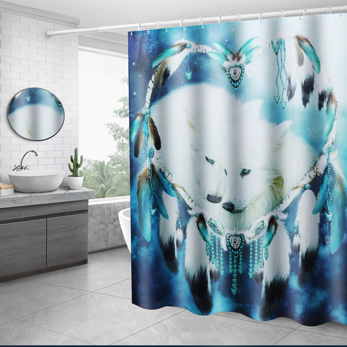 B68916-White-Wolf-Dream-Catcher-Bathroom-Shower-Curtain-Lid-Toilet-Mat-Cover-Bath-Floor-Mat-1539613-3