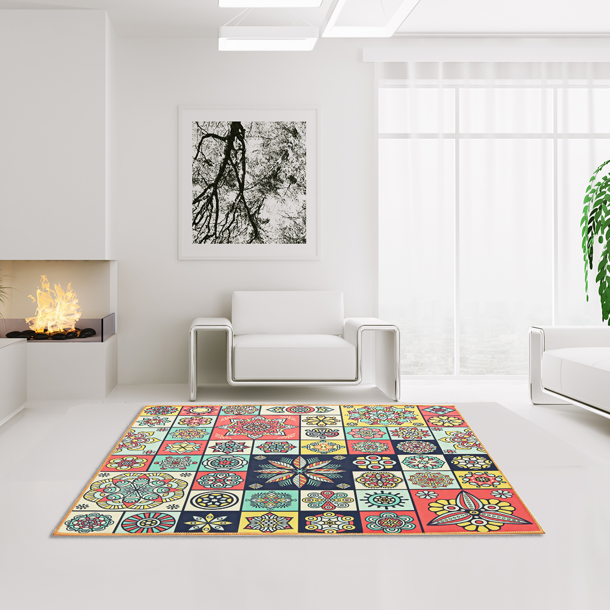 Polyester-Carpet-Rug-Bedside-Rug-Geometric-Floor-Mat-Living-Room-Bedroom-Carpet-for-Home-Decor-1835861-2