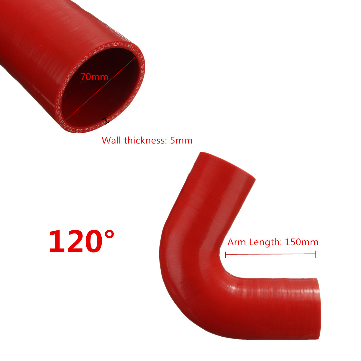 150mm-120-Degree-Red-Silicone-Tube-150mm-Length-Silicone-Vacuum-Hose-Tubing-Turbo-Coolant-Tube-1619121-9