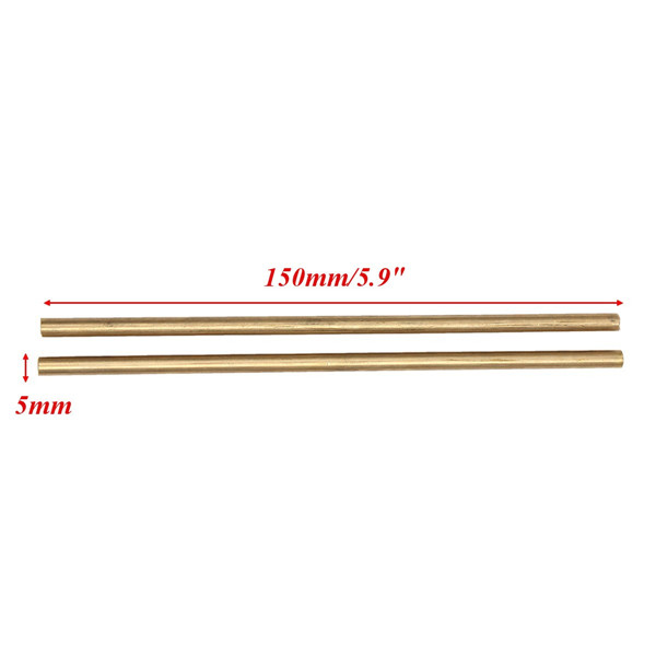 2pcs-150mm-x-5mm-Brass-Rod-Bar-Hardware-Solid-Round-Rods-1126179-1