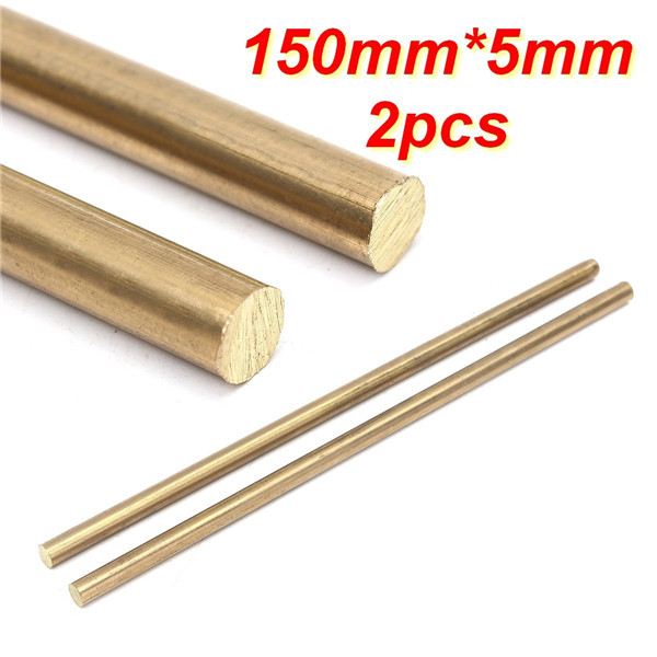 2pcs-150mm-x-5mm-Brass-Rod-Bar-Hardware-Solid-Round-Rods-1126179-2