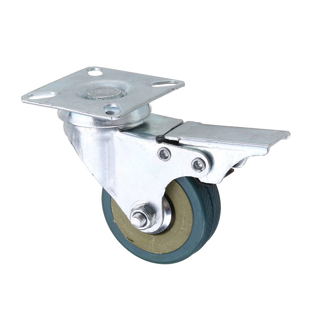 Machifit-CC-2503-2-Inch-Grey-PVC-Flat-Plate-Wheels-with-Brake-Universal-Mute-Foot-Wheels-1335882-1