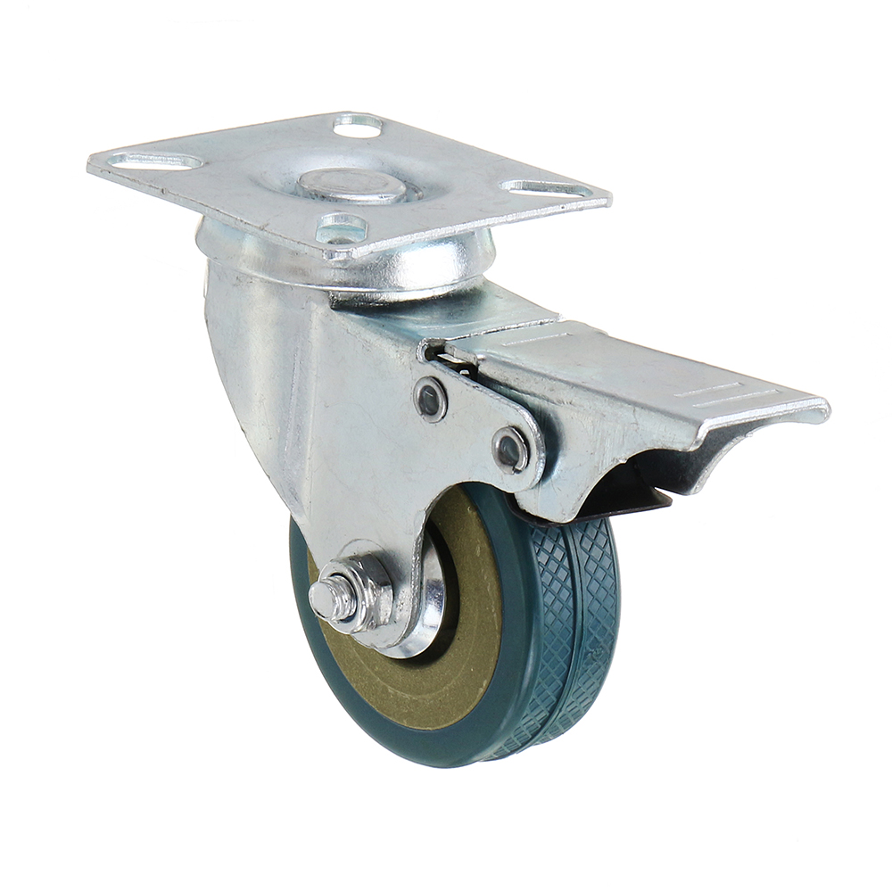 Machifit-CC-2503-2-Inch-Grey-PVC-Flat-Plate-Wheels-with-Brake-Universal-Mute-Foot-Wheels-1335882-2