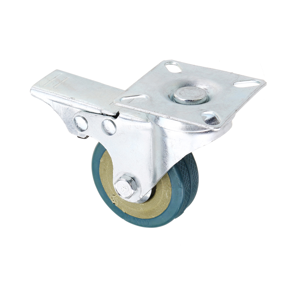 Machifit-CC-2503-2-Inch-Grey-PVC-Flat-Plate-Wheels-with-Brake-Universal-Mute-Foot-Wheels-1335882-3