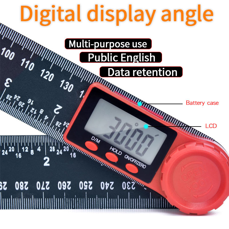 0-200mm-0-300mm-360-deg-LCD-Display-Carbon-Fiber-Digital-Angle-Ruler-Inclinometer-Electron-Goniomete-1526888-1