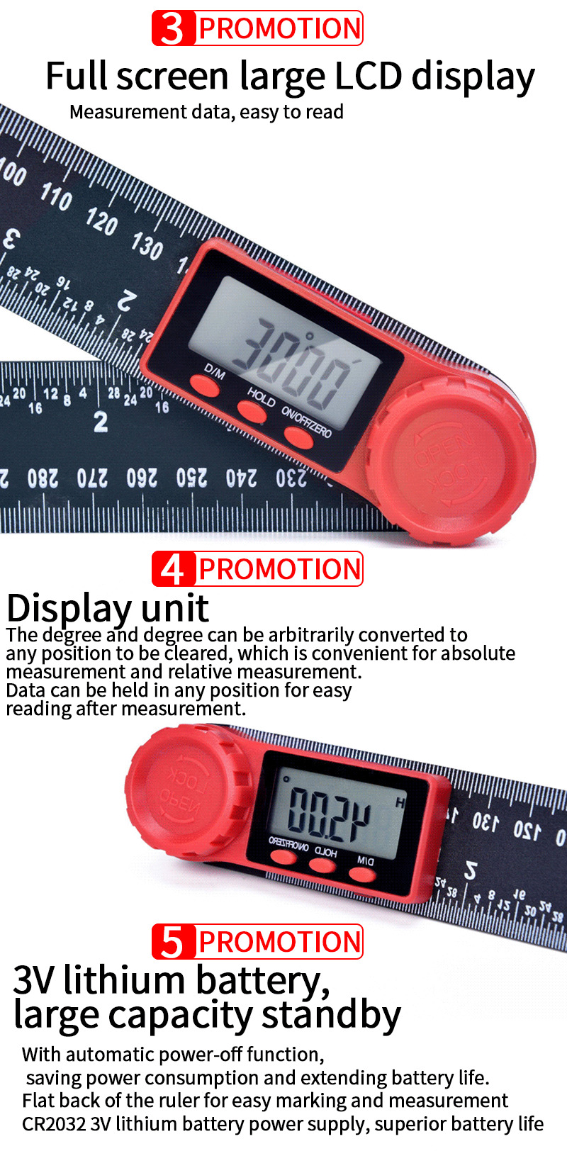 0-200mm-0-300mm-360-deg-LCD-Display-Carbon-Fiber-Digital-Angle-Ruler-Inclinometer-Electron-Goniomete-1526888-4
