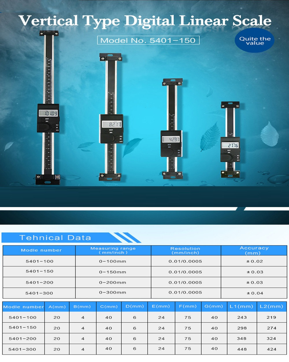 150mm300mm-Vertical-Type-Scale-Remote-Digital-Readout-Digital-Linear-Scale-Vertical-Linear-Scale-1715028-1